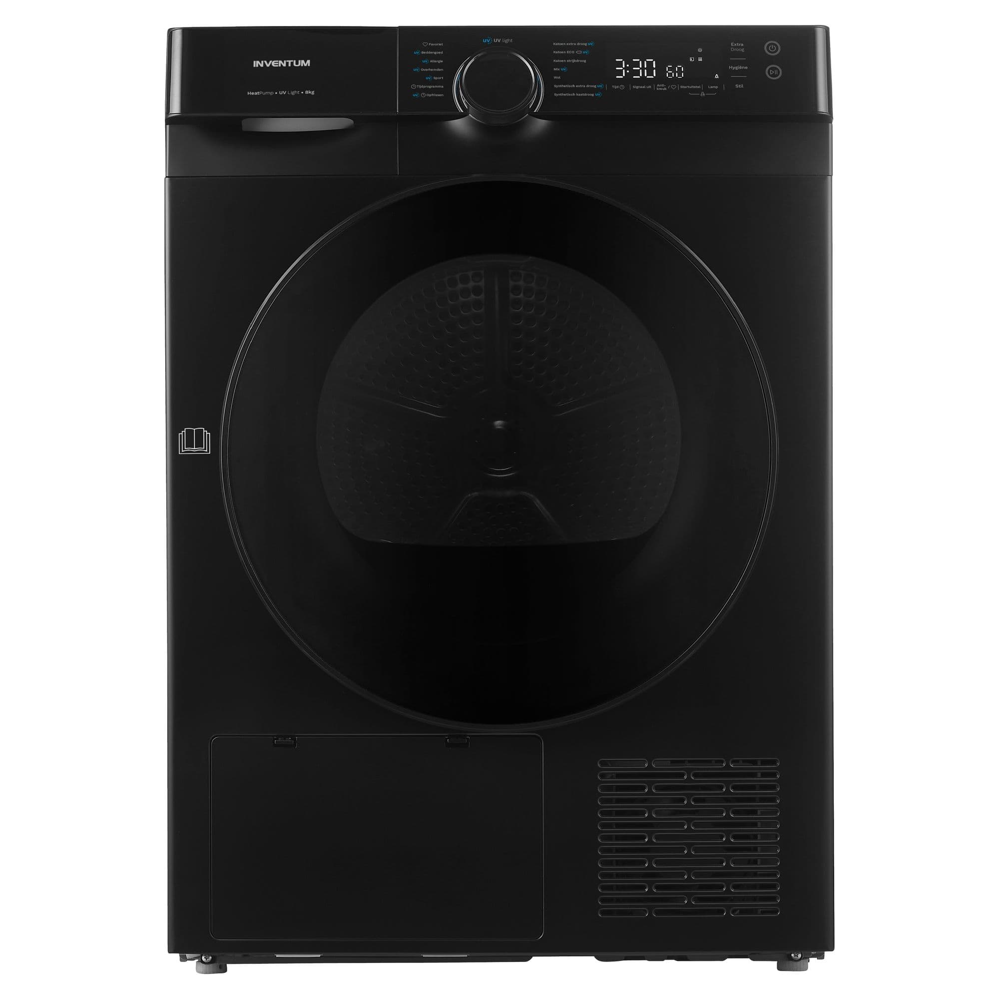 Inventum VDW8030B Warmtepompdroger 8 kg – A+++, met UV-light, Zwart