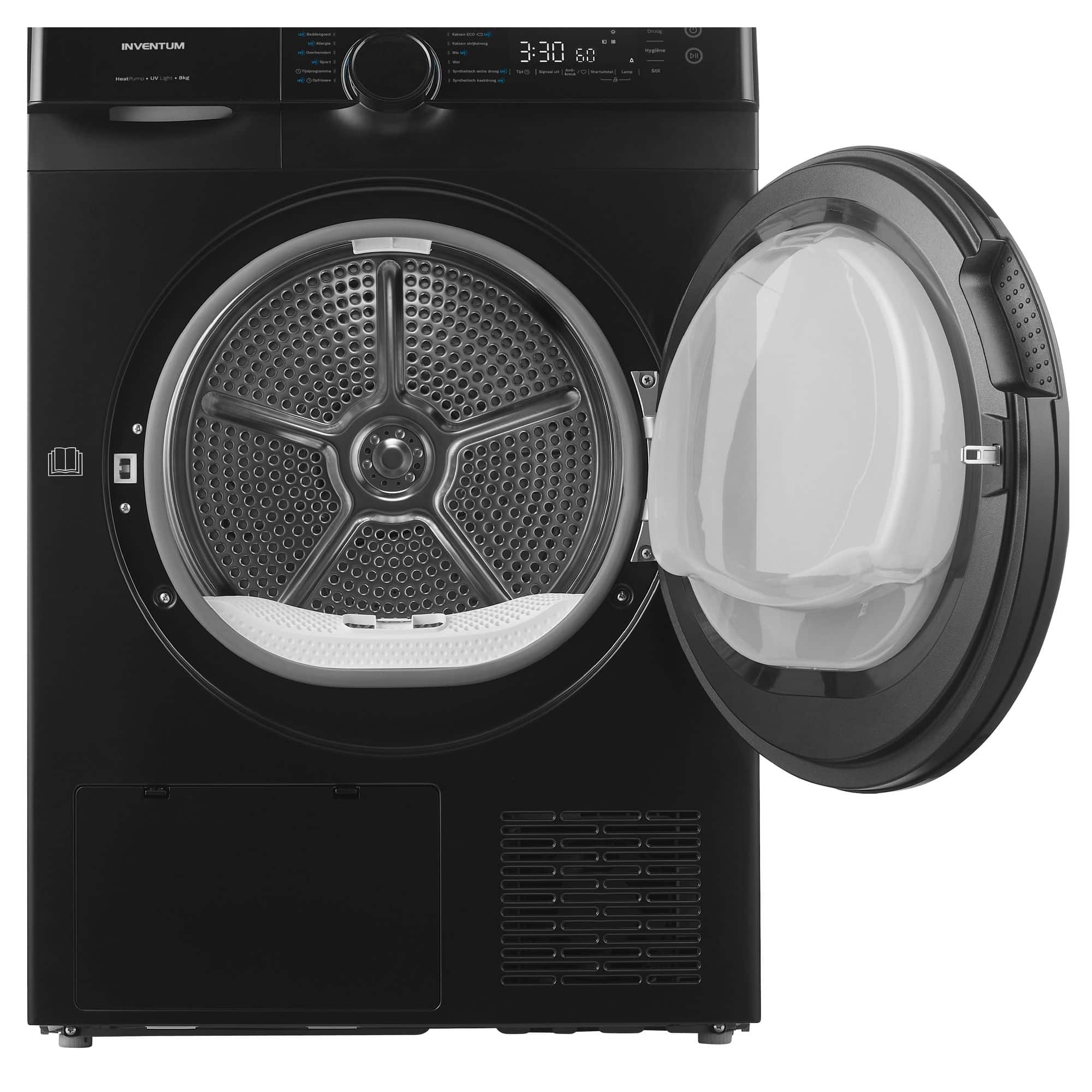 Inventum VDW8030B Warmtepompdroger 8 kg – A+++, met UV-light, Zwart