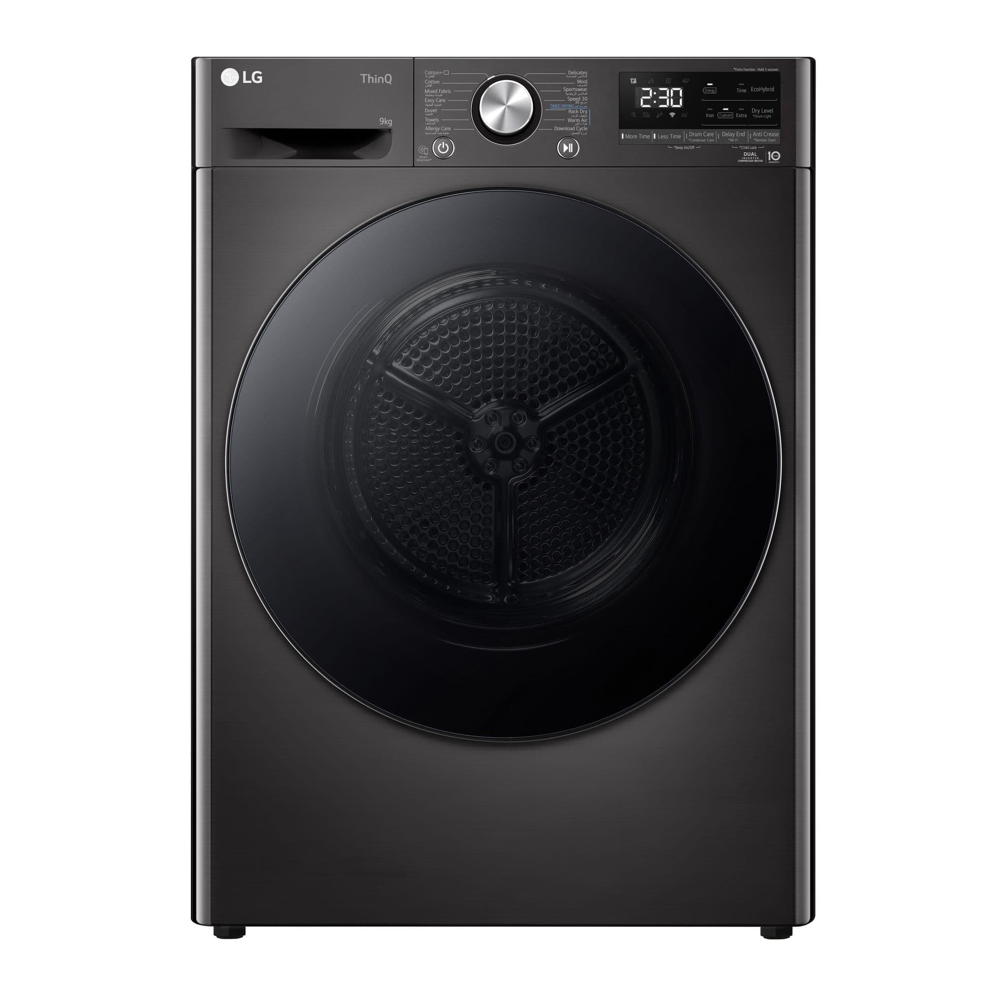 LG RH90V9ZVEN Warmtepompdroger 9 kg – Zelfreinigende condensor, Zwart