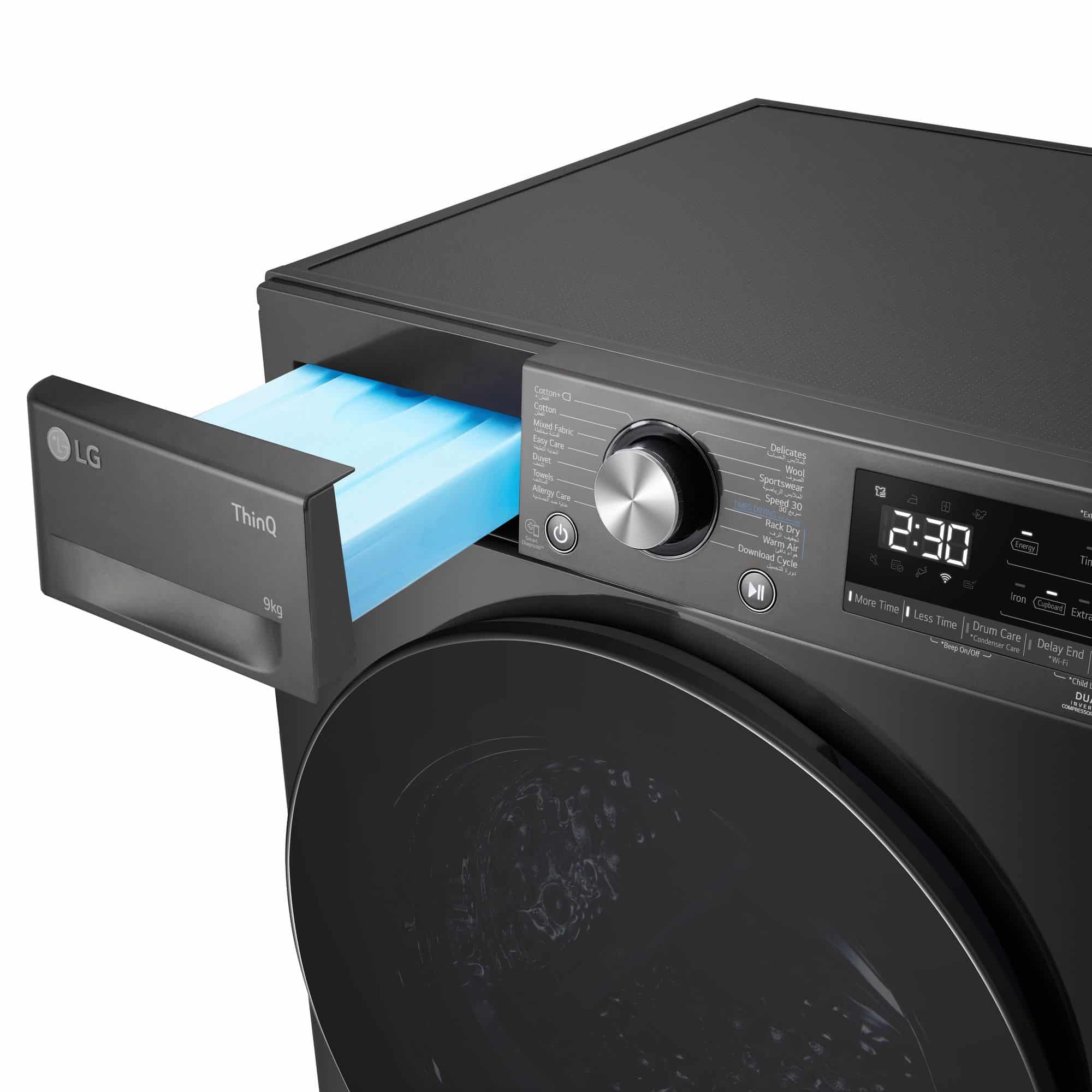 LG RH90V9ZVEN Warmtepompdroger 9 kg – Zelfreinigende condensor, Zwart