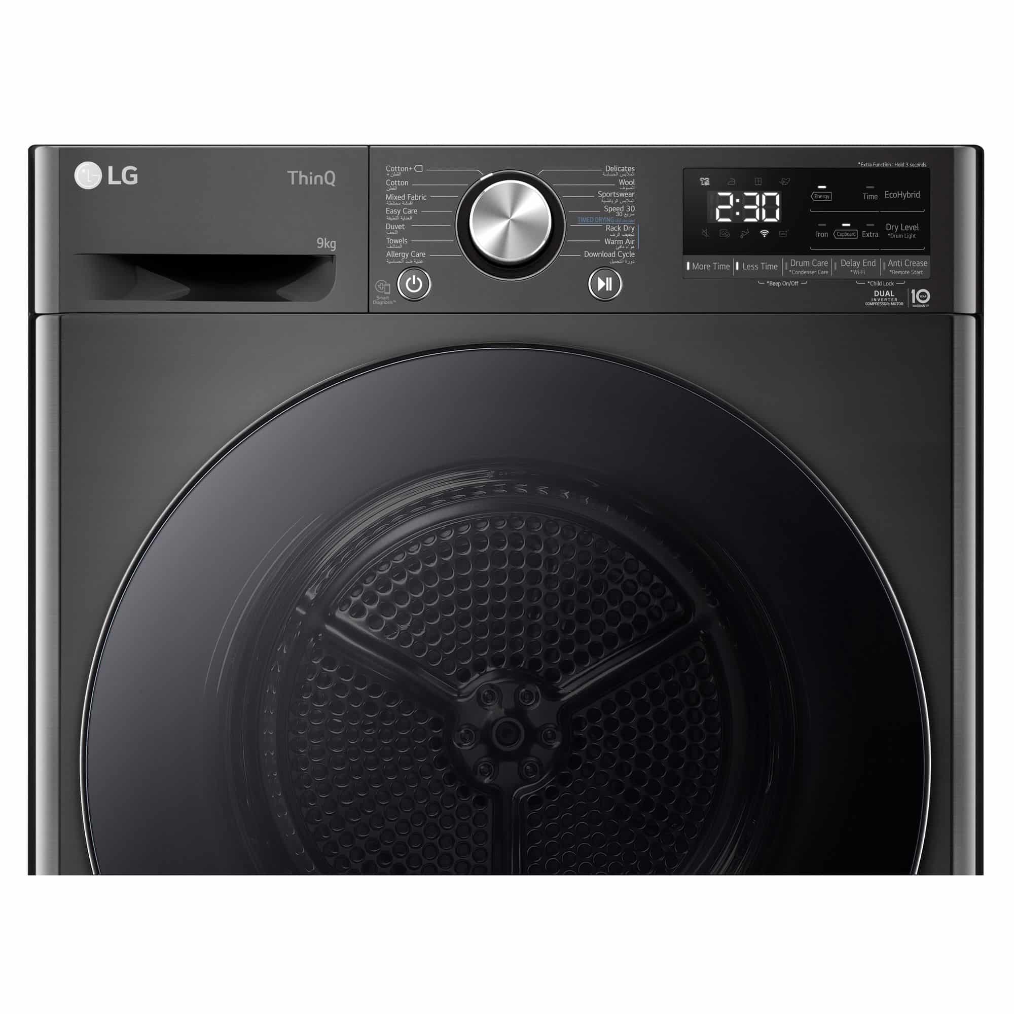 LG RH90V9ZVEN Warmtepompdroger 9 kg – Zelfreinigende condensor, Zwart