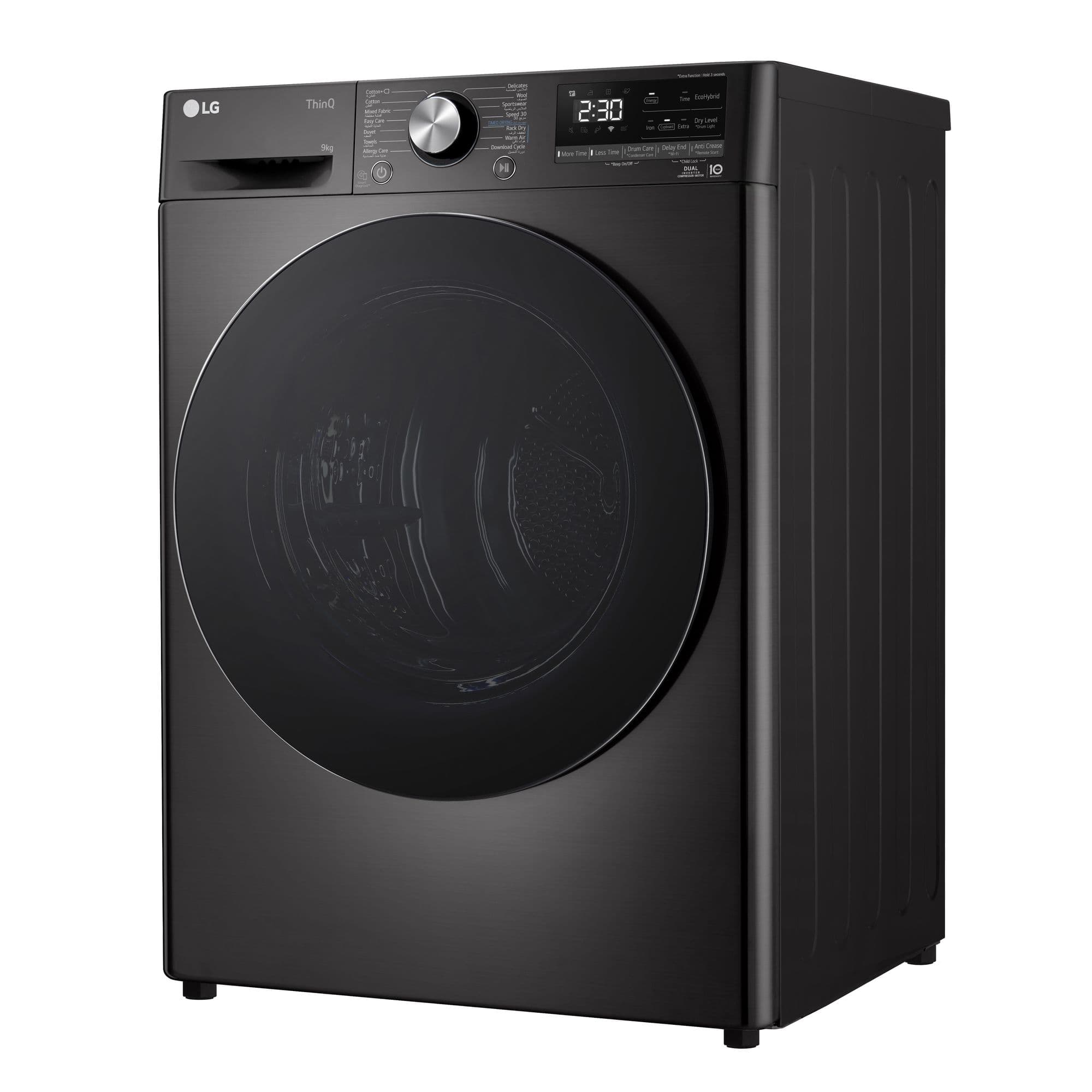 LG RH90V9ZVEN Warmtepompdroger 9 kg – Zelfreinigende condensor, Zwart