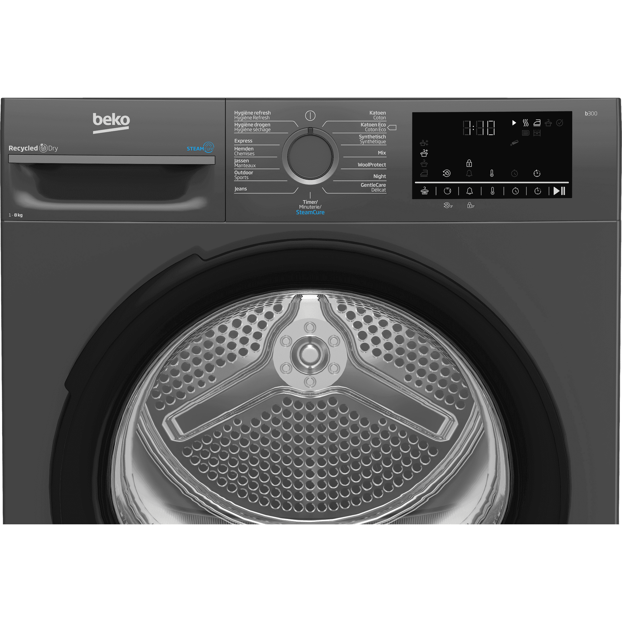 Beko BM3T3824A Warmtepompdroger 8 kg – Stoom, Antraciet