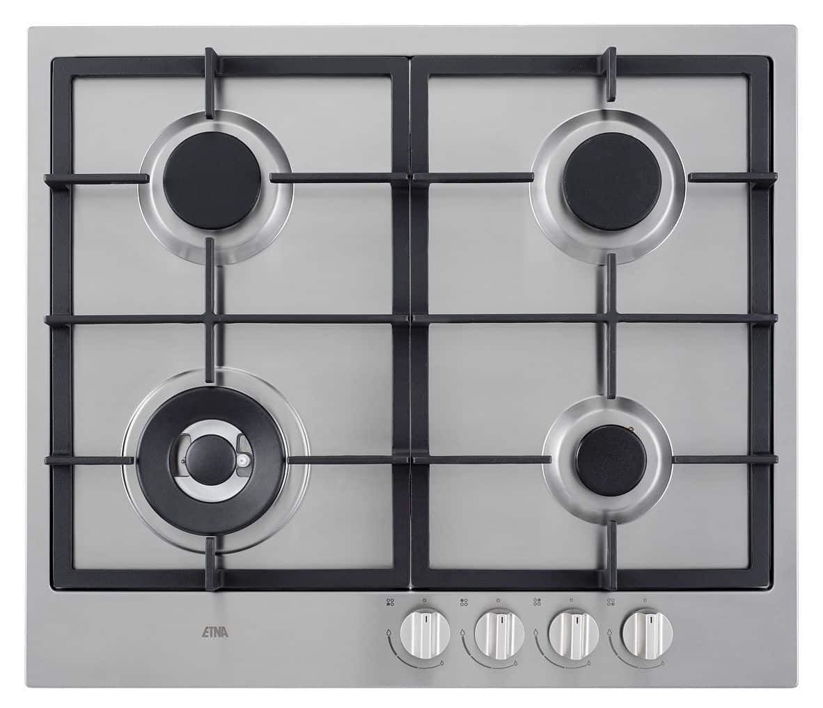 ETNA KG959RVSA Gaskookplaat 59 cm – 4 branders met wokbrander, RVS