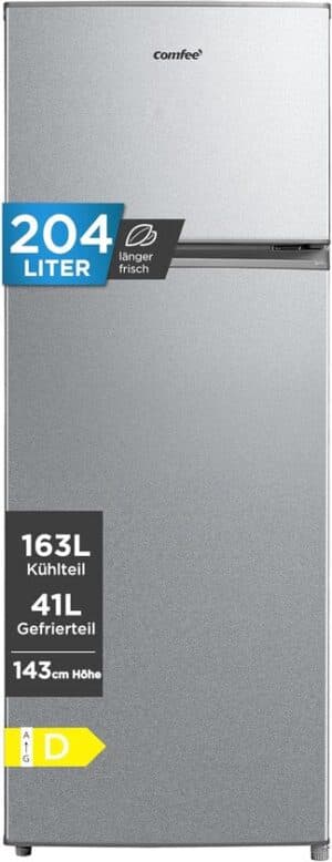 Comfee RCT210DS3EU(E) 204 L Koel-vriescombinatie, 143 cm hoog, 137 kWh per jaar, Low Frost, Stil 39 dB