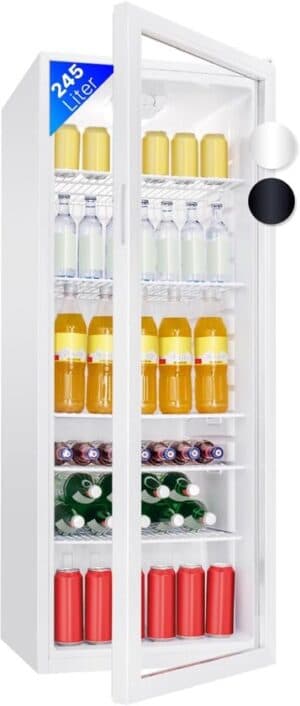 Bomann® KSG 7289 Koelkast met glazen deur, koelkast met 245 liter inhoud en 5 roosterplanken, wit
