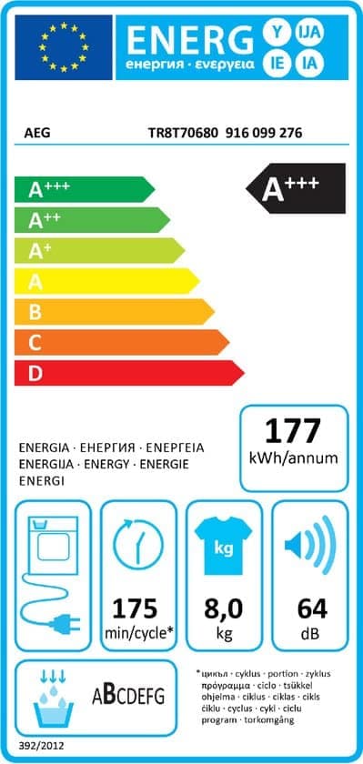 AEG Warmtepompdroger TR8T70680 – 8 kg – Wit