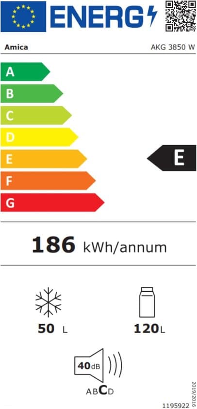Amica AKG 3850 W vrijstaande koel-vriescombinatie 151,8 x 44,4 x 53,6 cm 170 L Wit