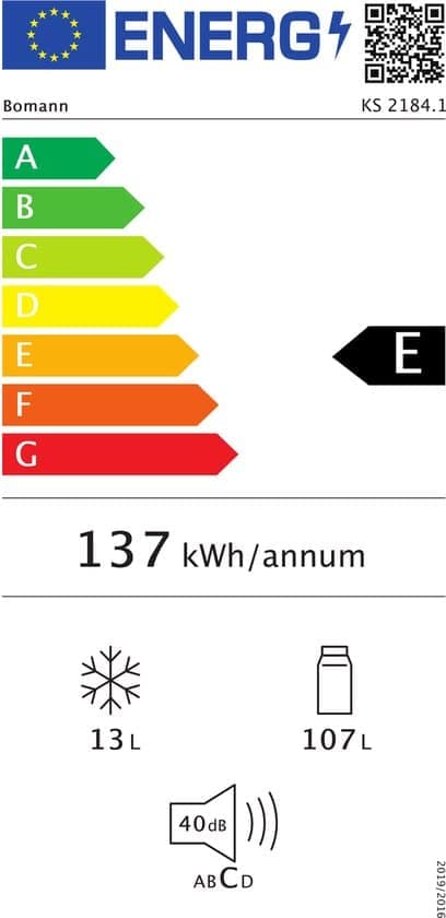 Bomann Tafelmodel koelkast KS 2184 – 120 liter – Energielabel E