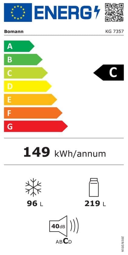 Bomann Koel-vriescombinatie KG 7357 – 315 liter – Energielabel C