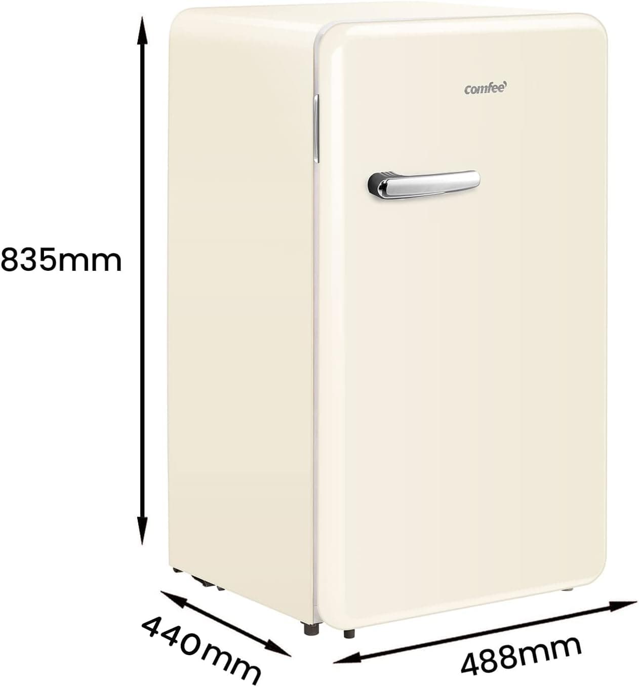 Comfee RCD93BE1RT(E) tafelkoelkast, 93 l, mini-koelkast, 83,5 cm hoog, 48,8 cm breed, 107 kWh/jaar, beige