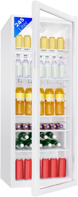 Bomann® KSG 7289 Koelkast met glazen deur, koelkast met 245 liter inhoud en 5 roosterplanken, wit