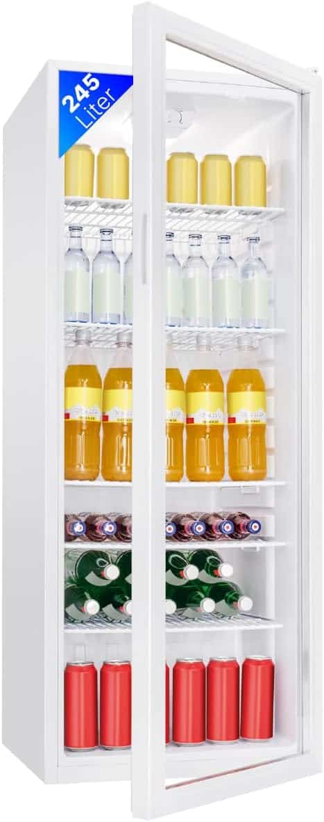 Bomann® KSG 7289 Koelkast met glazen deur, koelkast met 245 liter inhoud en 5 roosterplanken, wit