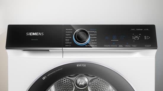 Siemens iQ700 WQ45B2B40, Vrijstaand, Voorlader, Warmtepomp, Wit, Draaiknop, Touch, Rechts- Duits display