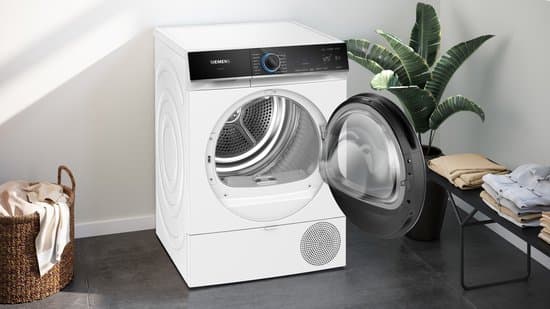 Siemens iQ700 WQ45B2B40, Vrijstaand, Voorlader, Warmtepomp, Wit, Draaiknop, Touch, Rechts- Duits display
