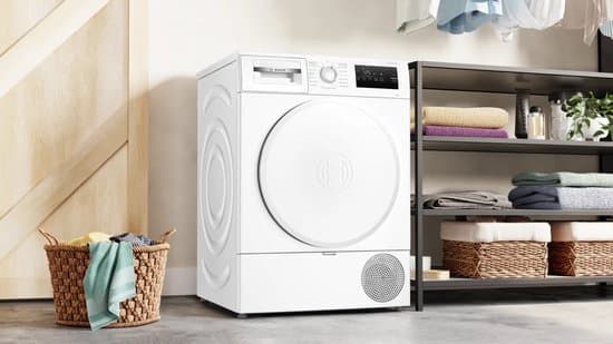 Bosch Serie 4 WTH83VV4, Vrijstaand, Voorlader, Warmtepomp, Wit, Draaiknop, Touch, Rechts- Duits display