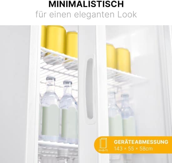 Bomann® KSG 7289 Koelkast met glazen deur, koelkast met 245 liter inhoud en 5 roosterplanken, wit