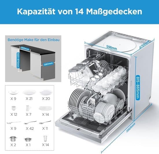 Midea Onderbouw vaatwasser MDWEU1435XSS-W – 14 couverts – Energielabel E