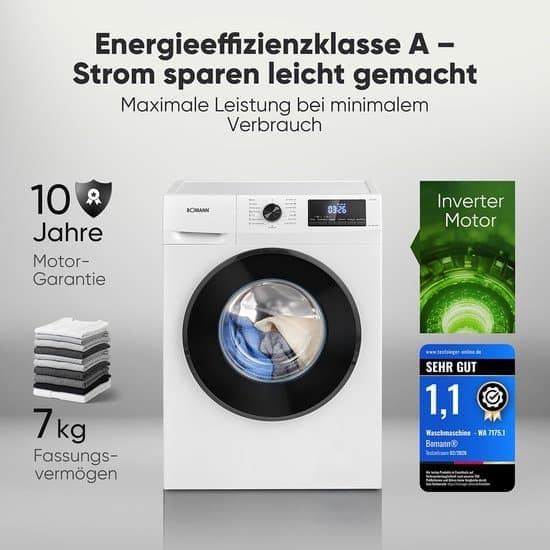 Bomann Wasmachine WA 7175.1 W – 7 kg – Energielabel A