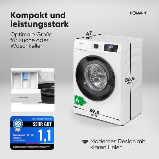 Bomann Wasmachine WA 7175.1 W – 7 kg – Energielabel A