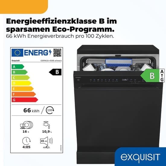 Exquisit Inbouwvaatwasser GSP9616-450B – 16 couverts – Energielabel B
