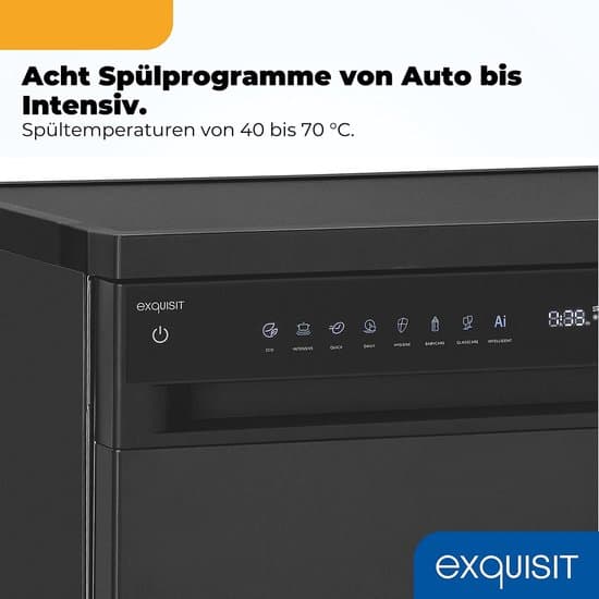EXQUISIT GSP9616-450B zwarte vaatwasser (vrijstaand met inbouwoptie, 598 mm breed, 45 dB (A), B)