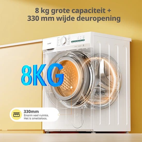 Comfee’ CF08EWP05W Wasmachine voorlader 8 kg, Energie-efficiëntieklasse A-10%, Wit, Duits display