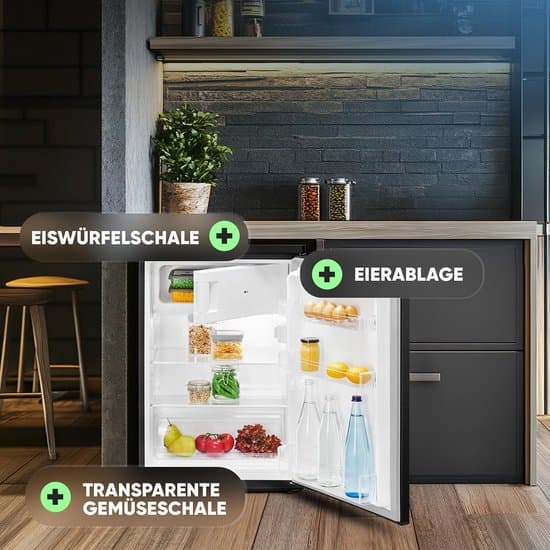 Bomann KS 7251 – Tafelmodel koelkast met vriesvak – 109 Liter – Zwart Inox Look – energieklasse C