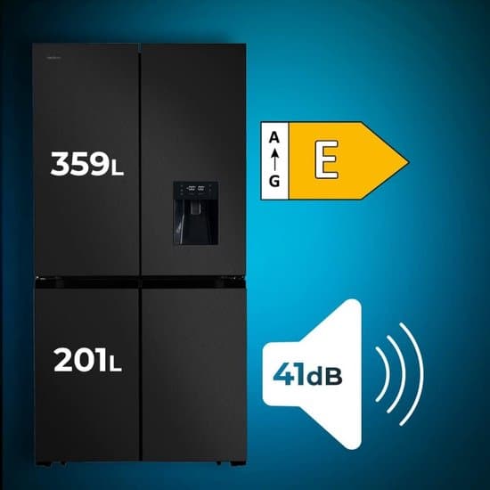 Cecotec Bolero CoolMarket 4D 564 Dark E, Vrijstaand, Frans deur, 4 deur(en), Touch, Op de deur, 563 l
