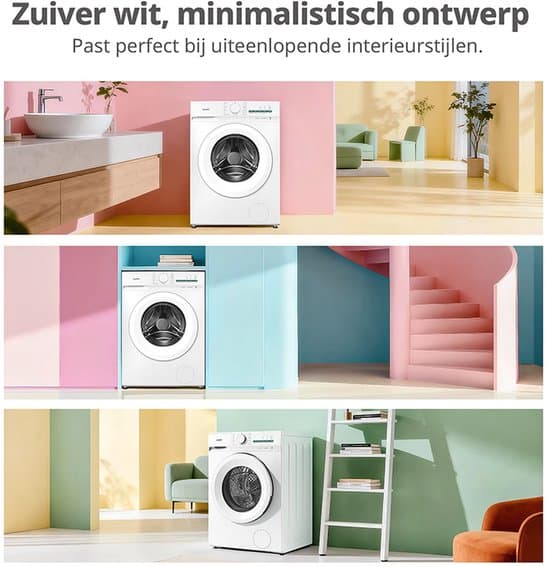 Comfee’ CF08EWP05W Wasmachine voorlader 8 kg, Energie-efficiëntieklasse A-10%, Wit, Duits display