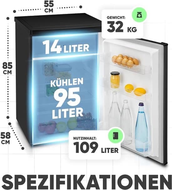 Bomann Tafelmodel koel-vriescombinatie KS 7251 – 109 liter – Energielabel C