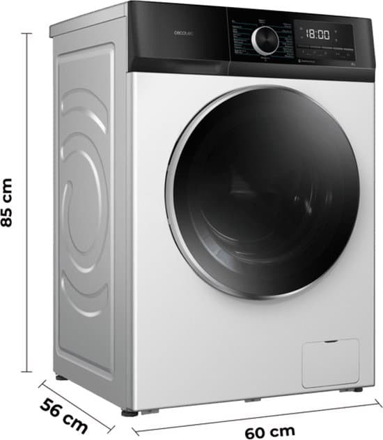 Cecotec 02468 wasmachine Voorlader 9 kg 1400 RPM Wit Duits display