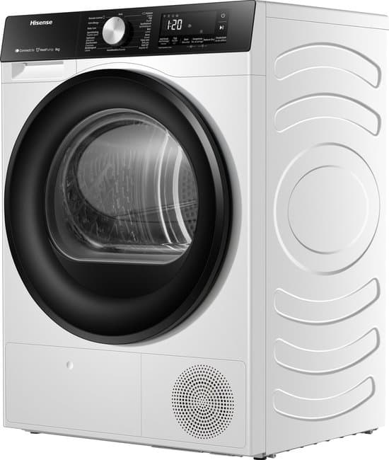 Hisense 3S Serie DH3S802BW3 – Wasdroger met Energielabel C – Warmtepompdroger – 8kg – ConnectLife – Trommelverlichting – AutoDry – Allergy Care