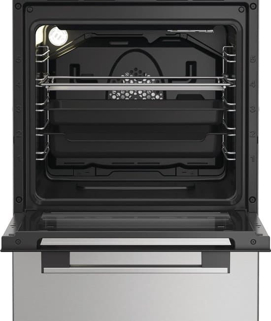 Bauknecht B5V8LMX, Vrijstaand fornuis, Zwart, Zilver, Draaiknop, Touch, Zilver, Voorkant, Keramisch