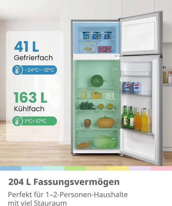 Comfee RCT210DS3EU(E) 204 L Koel-vriescombinatie, 143 cm hoog, 137 kWh per jaar, Low Frost, Stil 39 dB