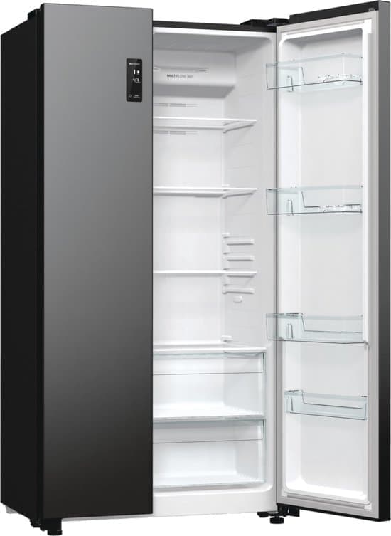 Gorenje NRR9185EABXL, Vrijstaand, Amerikaanse deur, Zwart, Touch, LED, Op de deur
