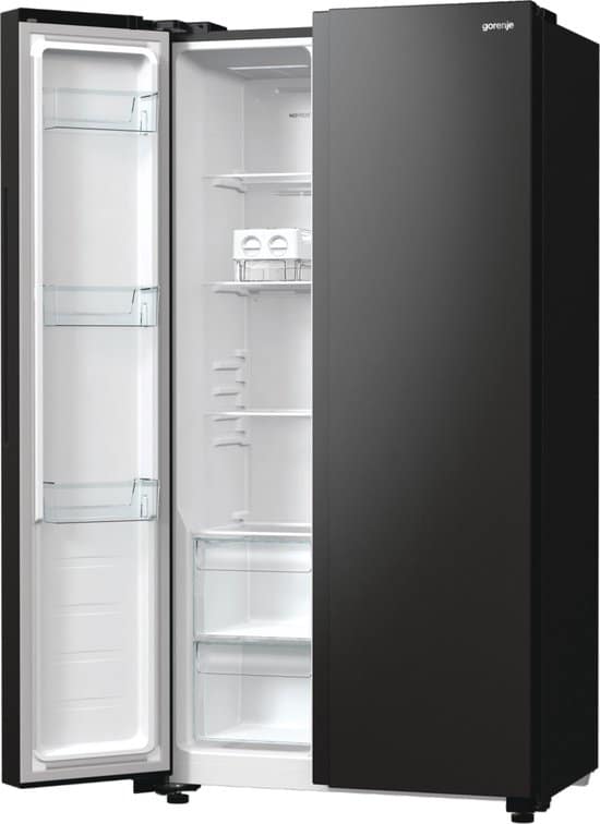 Gorenje NRR9185EABXL, Vrijstaand, Amerikaanse deur, Zwart, Touch, LED, Op de deur