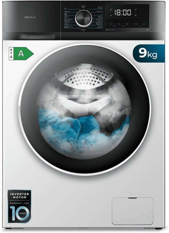 Cecotec 02468 wasmachine Voorlader 9 kg 1400 RPM Wit Duits display