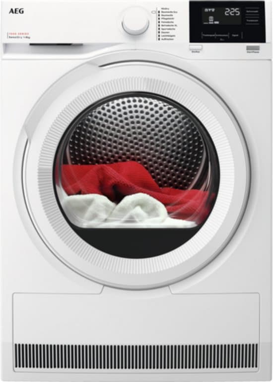 AEG Series 7000 TR7T60580, Vrijstaand, Voorlader, Warmtepomp, Wit, Knoppen, Draaiknop, Rechts