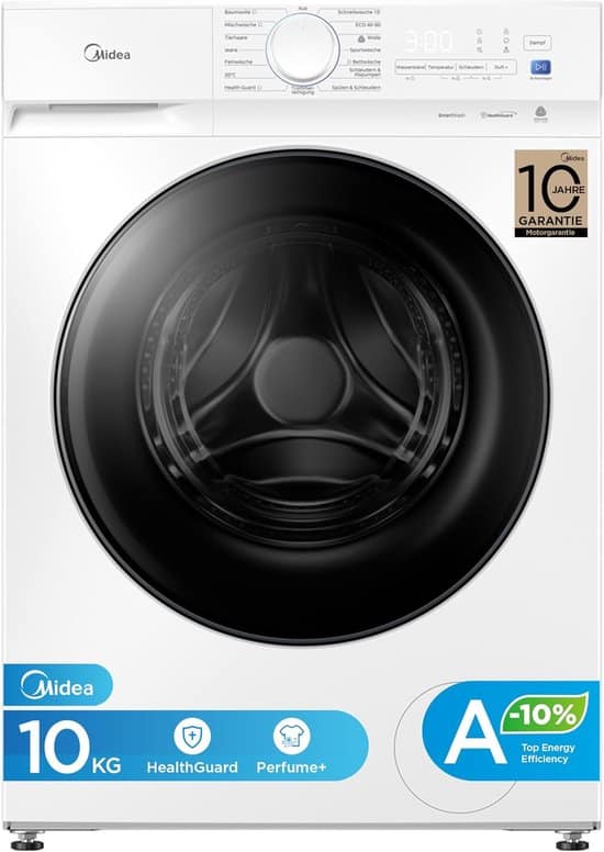 Midea MFV3EW100BA10 Wasmachine – 10 kg – energie-efficiëntieklasse A-10% – 1400 rpm – Duits Display