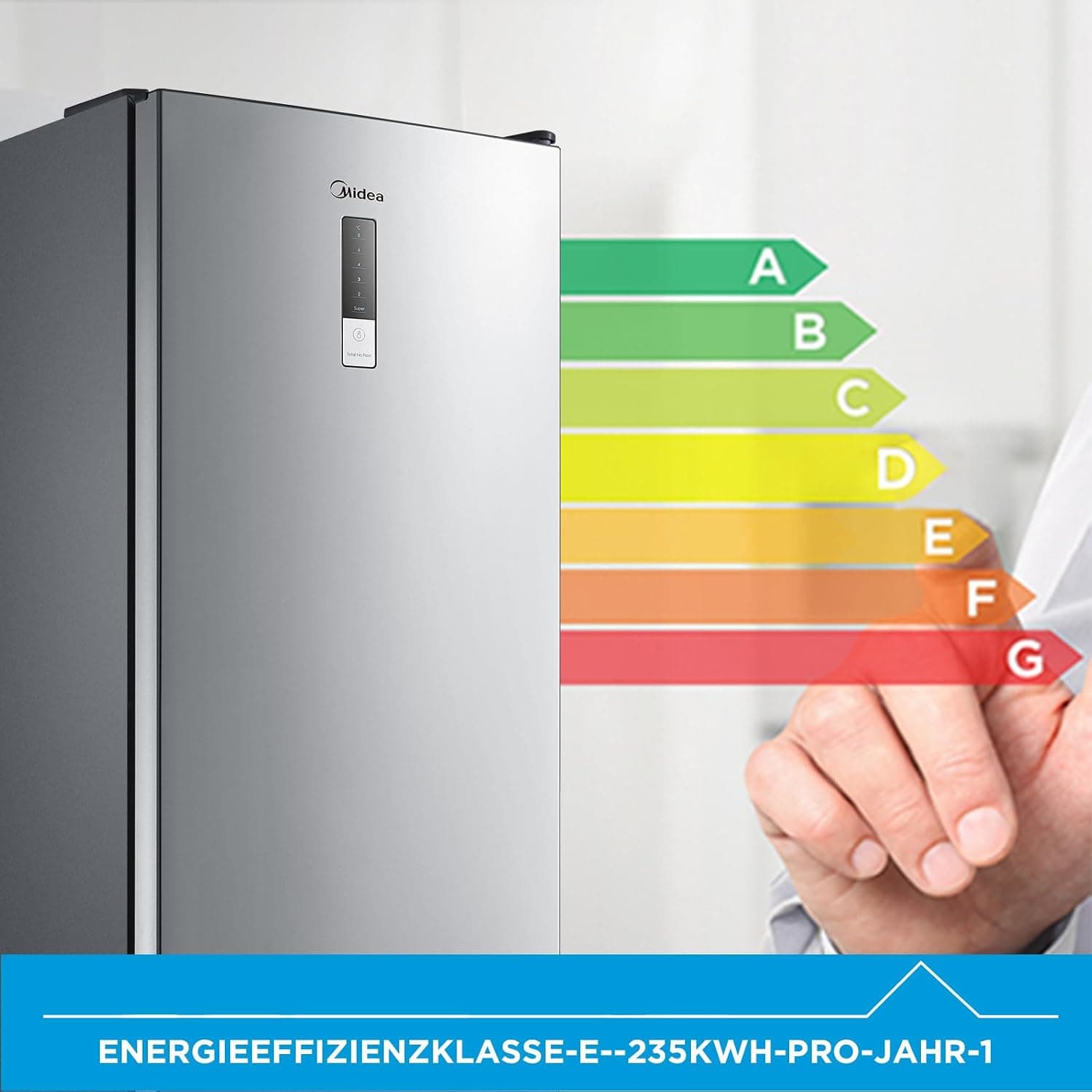 Midea MDRB424FGE02OA koel-vriescombinatie Vrijstaand 310 l Roestvrijstaal
