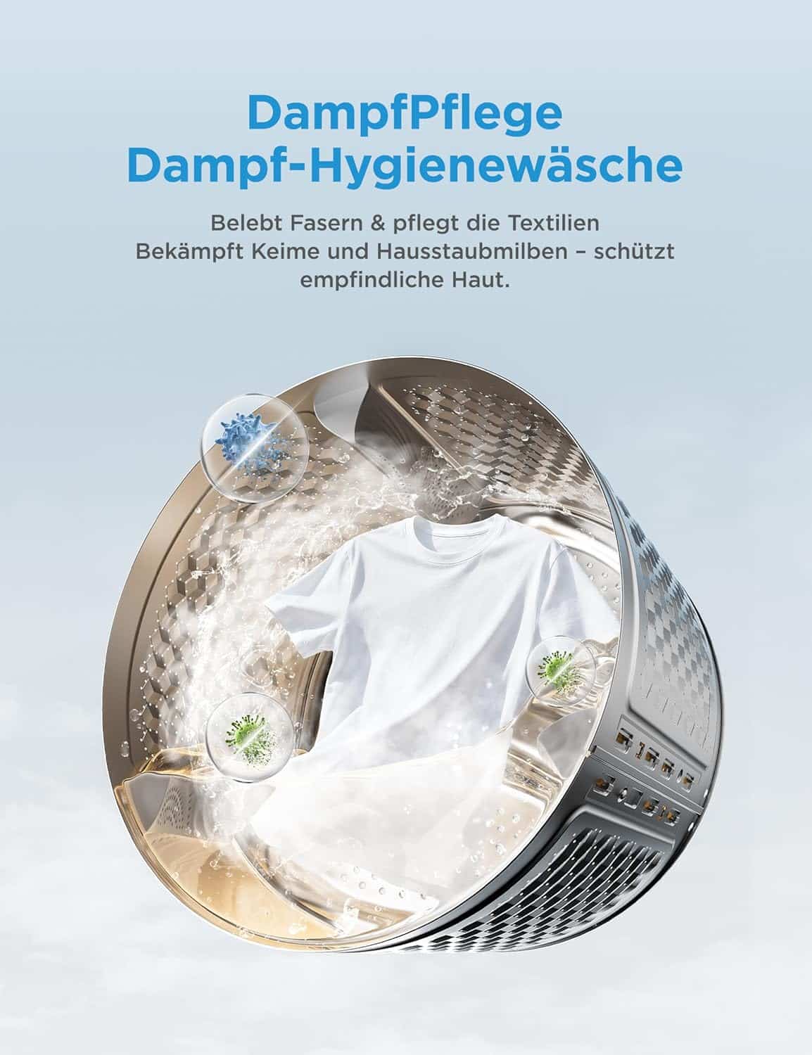Midea MFV3EW80BA10 Wasmachine, 8 kg, energie-efficiëntieklasse A-10%, 1400 omw/min, Duits Display