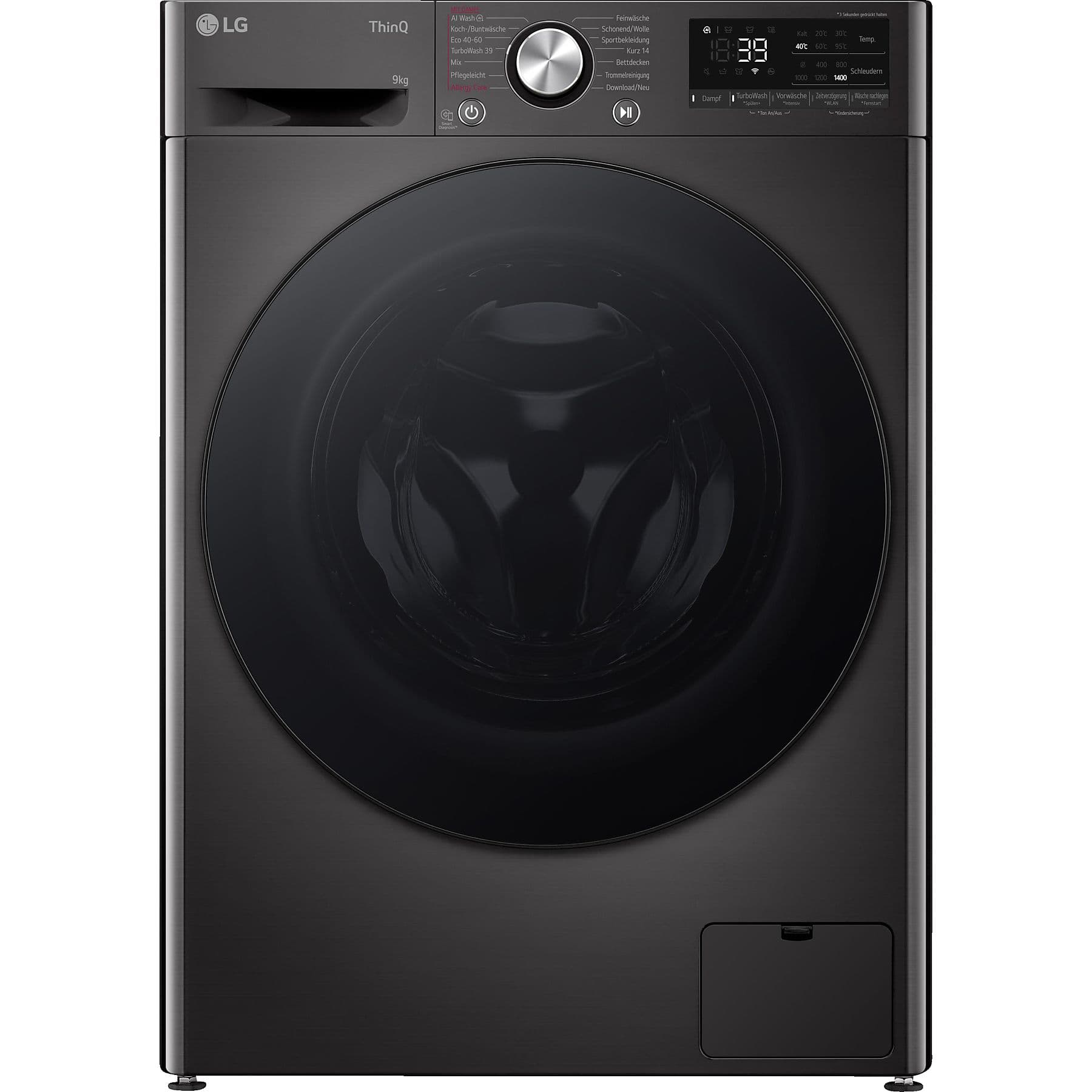 LG F4WR709YB wasmachine Voorlader 9 kg 1400 RPM Zwart Duits display