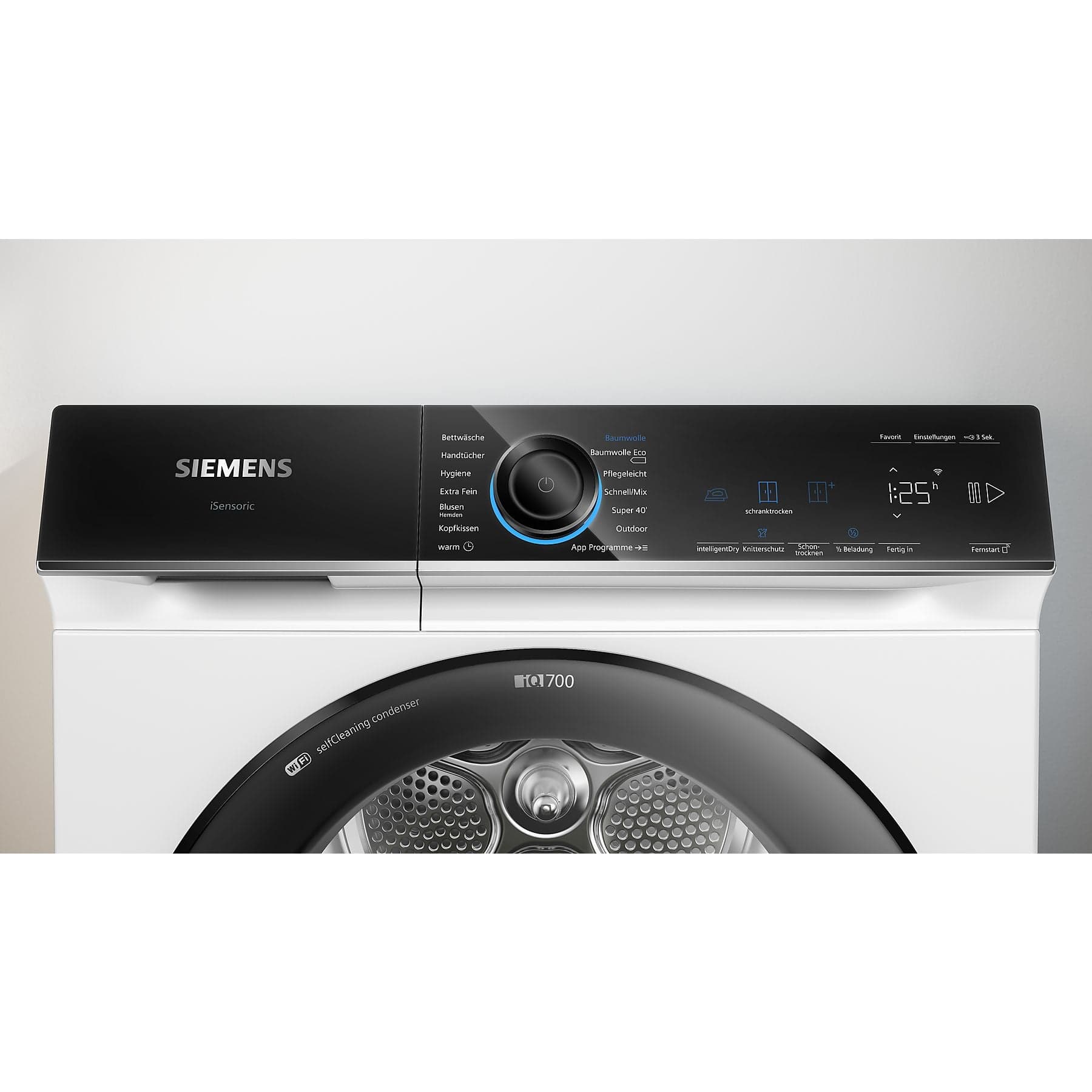 SIEMENS WQ35B2B30 Warmtepompdroger (8 kg, energie-efficiëntieklasse: C, 61 dB(A)), wit) Duits display