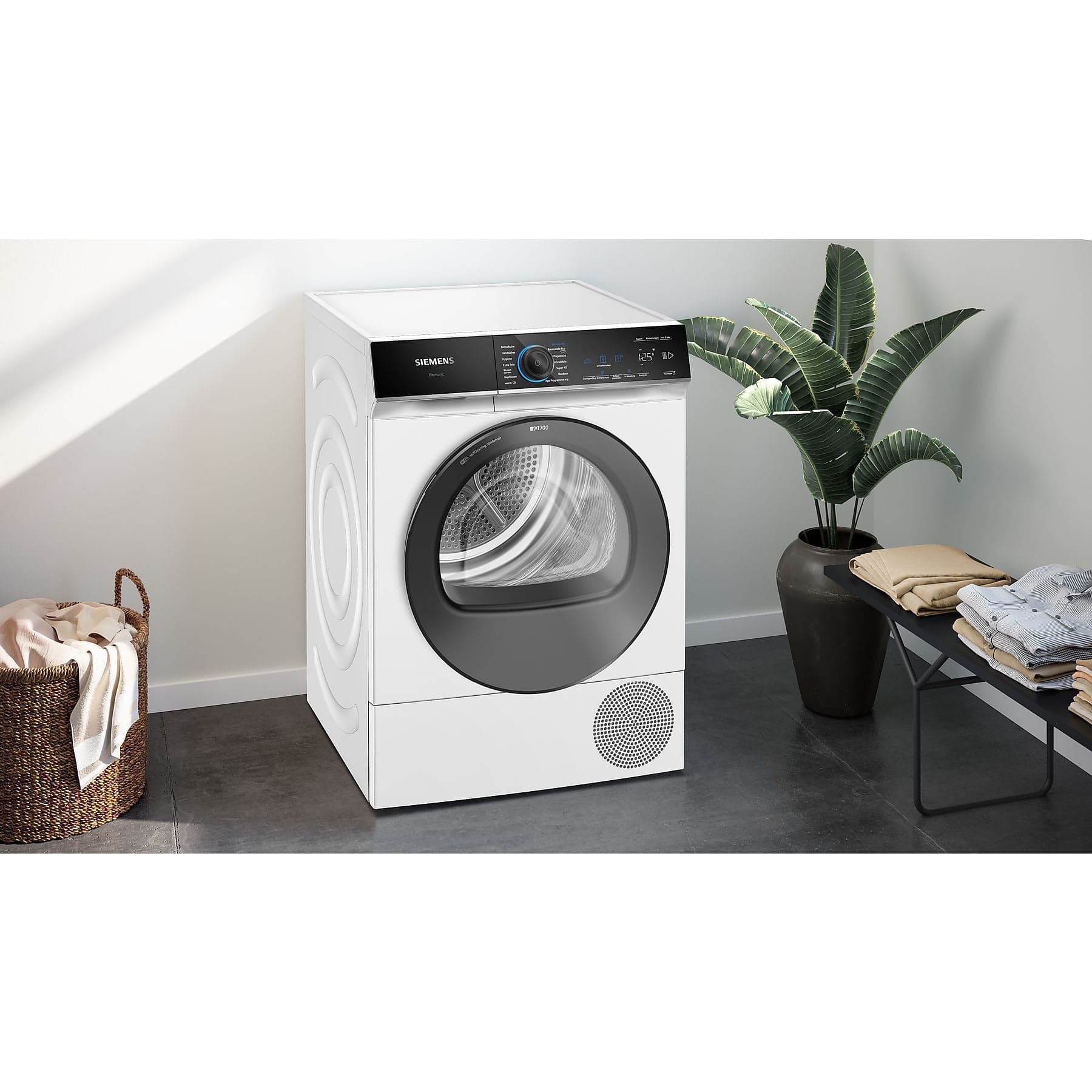 SIEMENS WQ35B2B30 Warmtepompdroger (8 kg, energie-efficiëntieklasse: C, 61 dB(A)), wit) Duits display