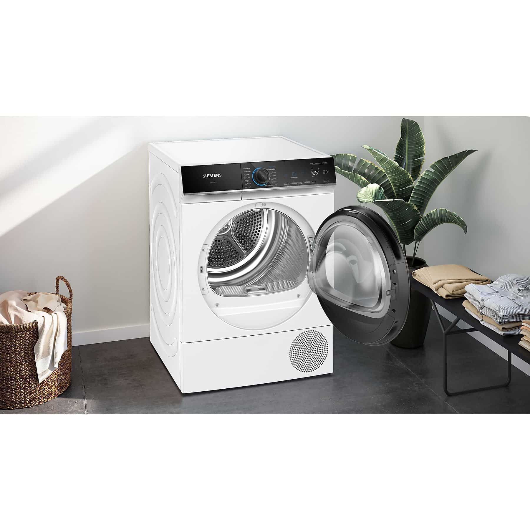 SIEMENS WQ35B2B30 Warmtepompdroger (8 kg, energie-efficiëntieklasse: C, 61 dB(A)), wit) Duits display