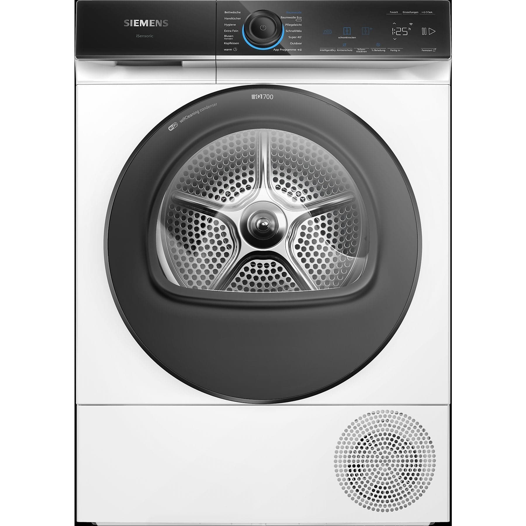 SIEMENS WQ35B2B30 Warmtepompdroger (8 kg, energie-efficiëntieklasse: C, 61 dB(A)), wit) Duits display