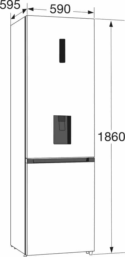 ETNA KCV286WRVS- Vrijstaande Koel-vriescombinatie – 186 cm – RVS – Waterdispenser – No Frost