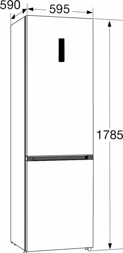 Hisense RB372N4CCD – Vrijstaande koel-vriescombinatie – 178 cm hoog – 292 liter – Energielabel D – Geluidsniveau 36 dB – LED Display – SuperCool – FastFreeze – Deuralarm – Interverter Compressor