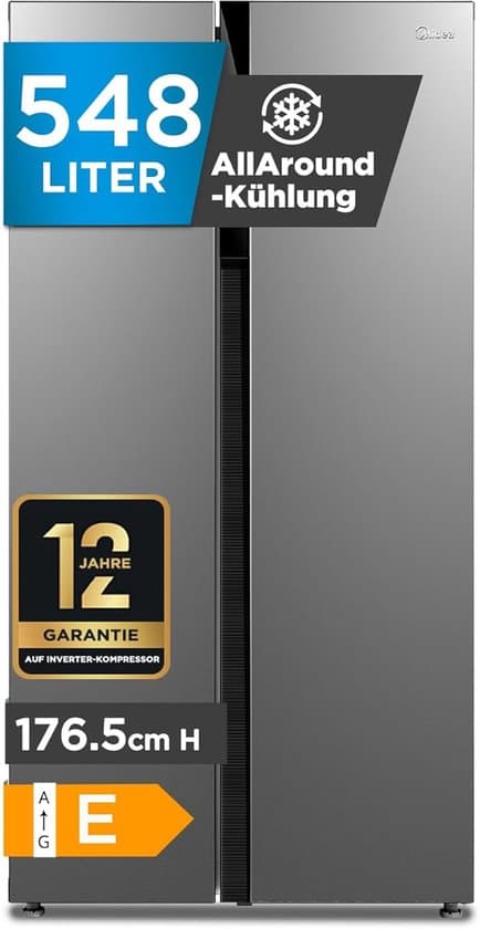 Midea MERS530FGE02 Amerikaanse Koelkast RVS – 548 Liter